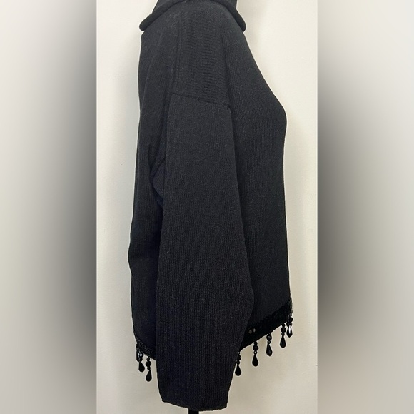 Vintage Lianee Barnes designer unique beaded sweater holiday formal Black med EC - Picture 9 of 11